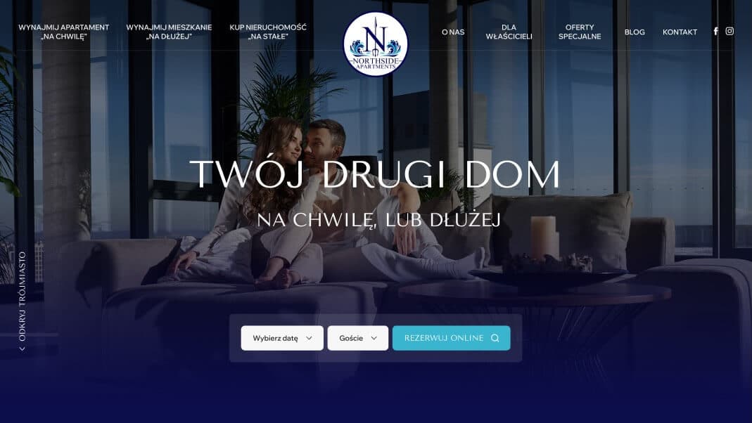 Strona główna NorthSide Apartments z systemem rezerwacji online
